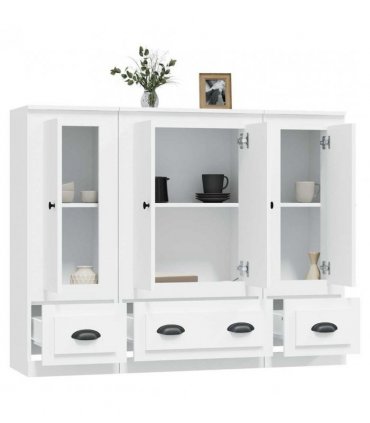 vidaXL Highboards 3 pcs White Engineered Wood