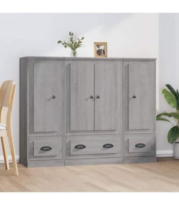 vidaXL Highboards 3 pcs Grey Sonoma Engineered Wood