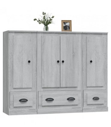 vidaXL Highboards 3 pcs Grey Sonoma Engineered Wood