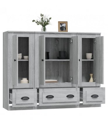 vidaXL Highboards 3 pcs Grey Sonoma Engineered Wood