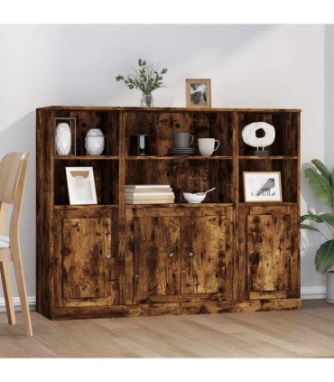 vidaXL Highboards 3 pcs Smoked Oak Engineered Wood