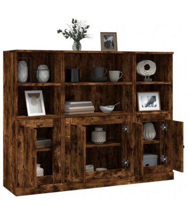 vidaXL Highboards 3 pcs Smoked Oak Engineered Wood