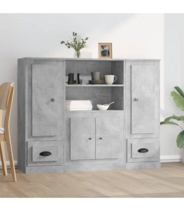 vidaXL Highboards 3 pcs Concrete Grey Engineered Wood — V0671964064