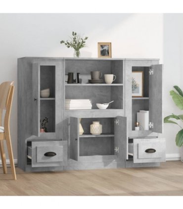 vidaXL Highboards 3 pcs Concrete Grey Engineered Wood — V0671964064