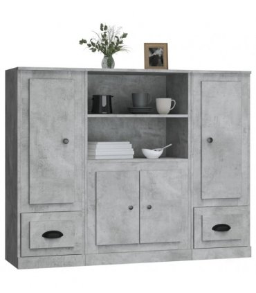 vidaXL Highboards 3 pcs Concrete Grey Engineered Wood — V0671964064