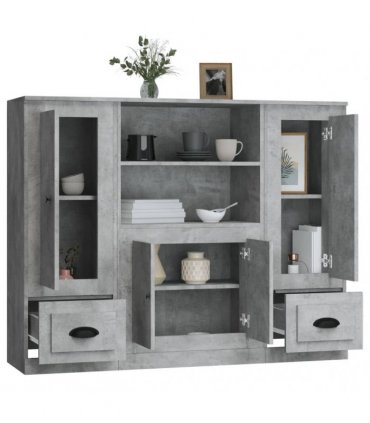 vidaXL Highboards 3 pcs Concrete Grey Engineered Wood — V0671964064