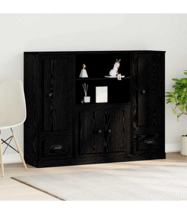 vidaXL Highboard Black Oak 132 x 35.5 x 103.5 cm Engineered wood — V0671964066