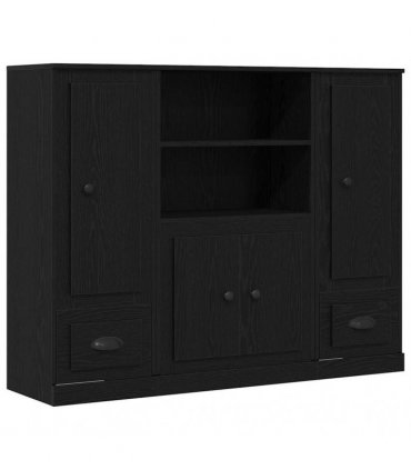 vidaXL Highboard Black Oak 132 x 35.5 x 103.5 cm Engineered wood — V0671964066