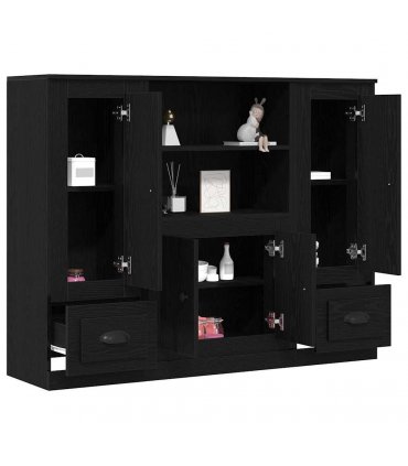 vidaXL Highboard Black Oak 132 x 35.5 x 103.5 cm Engineered wood — V0671964066
