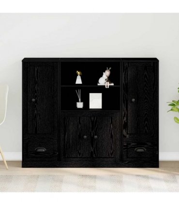 vidaXL Highboard Black Oak 132 x 35.5 x 103.5 cm Engineered wood — V0671964066