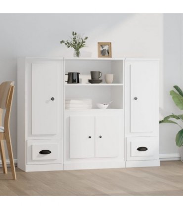 vidaXL Highboards 3 pcs White Engineered Wood — V0671964070