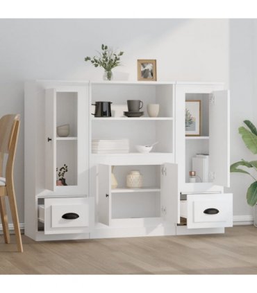 vidaXL Highboards 3 pcs White Engineered Wood — V0671964070