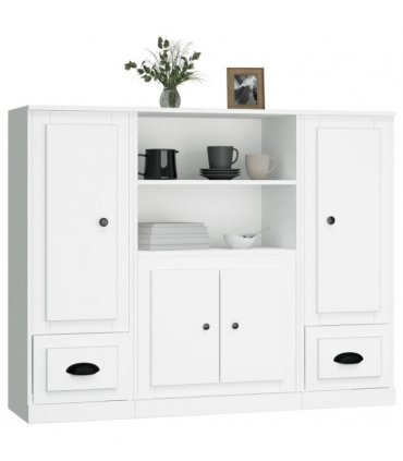 vidaXL Highboards 3 pcs White Engineered Wood — V0671964070