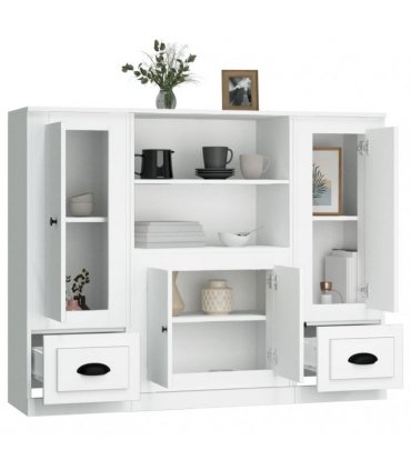 vidaXL Highboards 3 pcs White Engineered Wood — V0671964070