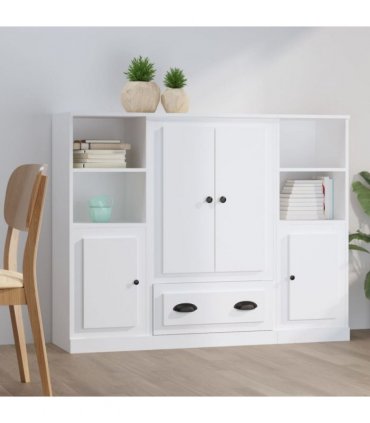 vidaXL Highboards 3 pcs White Engineered Wood — V0671964071