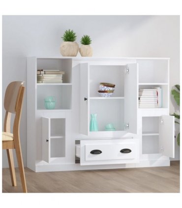 vidaXL Highboards 3 pcs White Engineered Wood — V0671964071