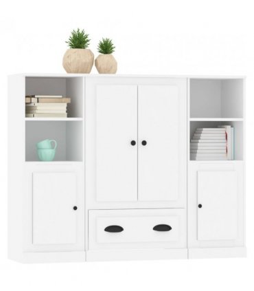 vidaXL Highboards 3 pcs White Engineered Wood — V0671964071