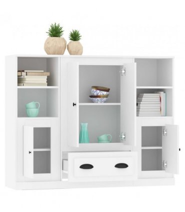 vidaXL Highboards 3 pcs White Engineered Wood — V0671964071
