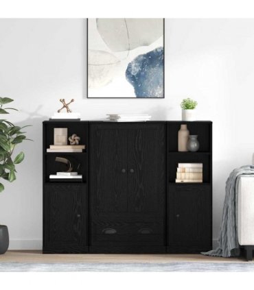 vidaXL Highboard with Drawer 3 pcs Black Oak Engineered Wood — V0671964075