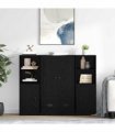 vidaXL Highboard with Drawer 3 pcs Black Oak Engineered Wood — V0671964075