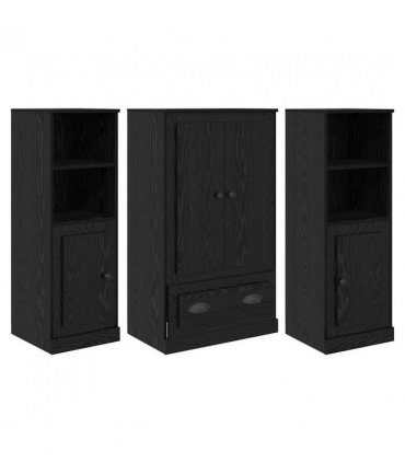 vidaXL Highboard with Drawer 3 pcs Black Oak Engineered Wood — V0671964075