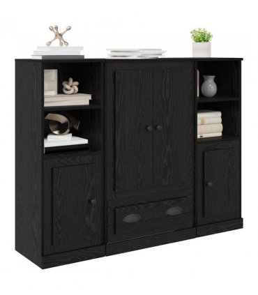 vidaXL Highboard with Drawer 3 pcs Black Oak Engineered Wood — V0671964075