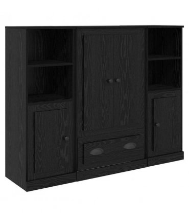 vidaXL Highboard with Drawer 3 pcs Black Oak Engineered Wood — V0671964075