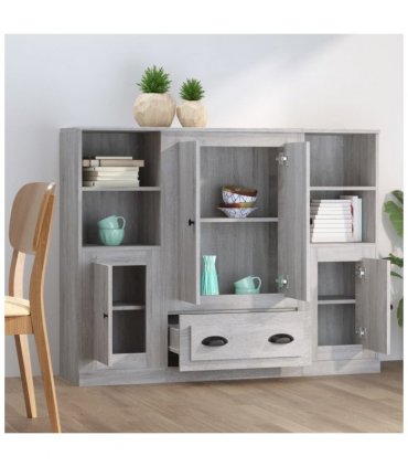 vidaXL Highboards 3 pcs Grey Sonoma Engineered Wood — V0671964078