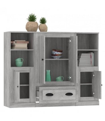 vidaXL Highboards 3 pcs Grey Sonoma Engineered Wood — V0671964078