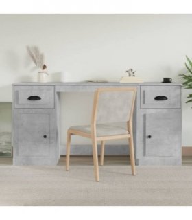 vidaXL Desk with Cabinet Concrete Grey Engineered Wood