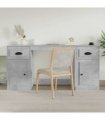 vidaXL Desk with Cabinet Concrete Grey Engineered Wood