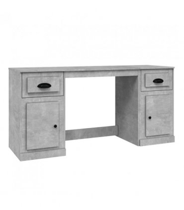 vidaXL Desk with Cabinet Concrete Grey Engineered Wood