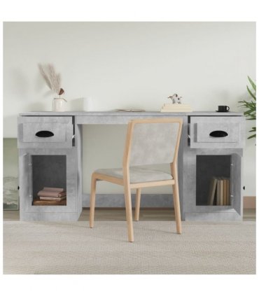 vidaXL Desk with Cabinet Concrete Grey Engineered Wood