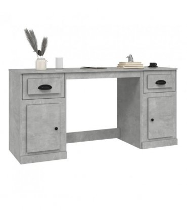vidaXL Desk with Cabinet Concrete Grey Engineered Wood