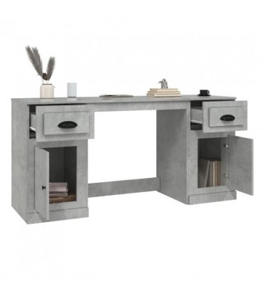 vidaXL Desk with Cabinet Concrete Grey Engineered Wood