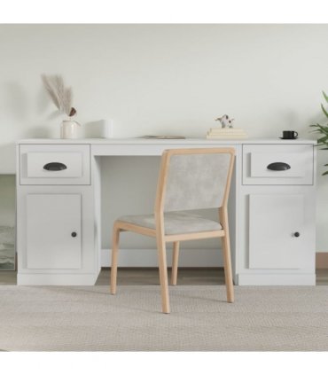 vidaXL Desk with Cabinet White Engineered Wood