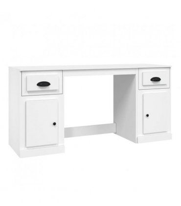 vidaXL Desk with Cabinet White Engineered Wood