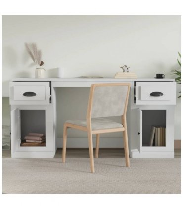 vidaXL Desk with Cabinet White Engineered Wood