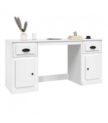 vidaXL Desk with Cabinet White Engineered Wood