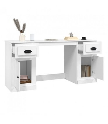 vidaXL Desk with Cabinet White Engineered Wood