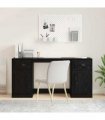vidaXL Desk with Cabinet Black Oak 154.5 x 50 x 75 cm Engineered Wood