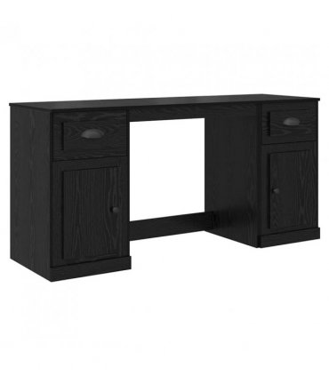 vidaXL Desk with Cabinet Black Oak 154.5 x 50 x 75 cm Engineered Wood