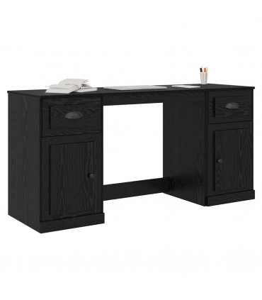 vidaXL Desk with Cabinet Black Oak 154.5 x 50 x 75 cm Engineered Wood