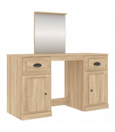vidaXL Dressing Table with Mirror Sonoma Oak 130x50x132.5 cm
