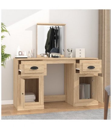 vidaXL Dressing Table with Mirror Sonoma Oak 130x50x132.5 cm