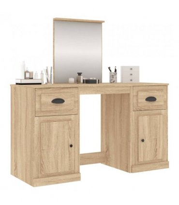 vidaXL Dressing Table with Mirror Sonoma Oak 130x50x132.5 cm