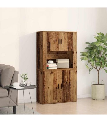 vidaXL Highboard Old Wood 80 x 33 x 150 cm Engineered Wood