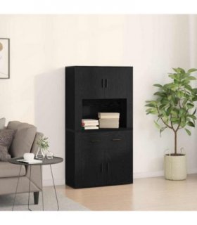 vidaXL Highboard Black oak 80 x 33 x 150 cm Engineered wood