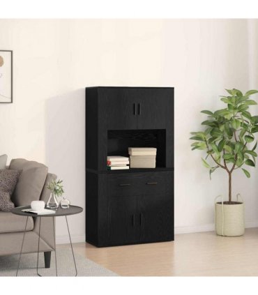vidaXL Highboard Black oak 80 x 33 x 150 cm Engineered wood