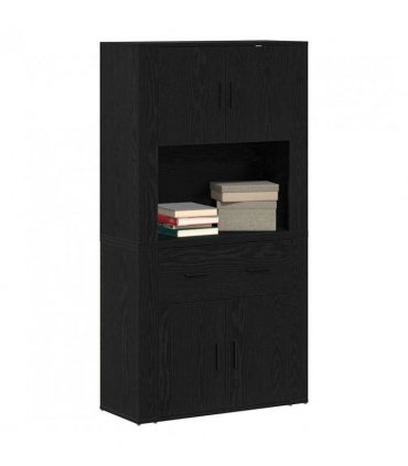 vidaXL Highboard Black oak 80 x 33 x 150 cm Engineered wood